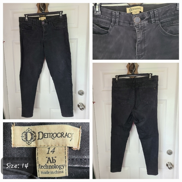 Democracy Woman's Streach Black Denim AB Solutions Booty Lift Jegging, Size: 14 - Picture 1 of 17